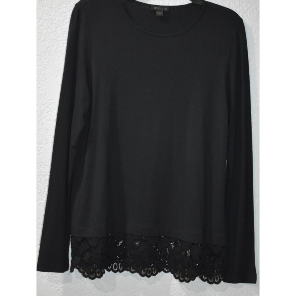 J.Jill XS Wearever Stretch Top Lace Black Long Sleeve Elegant Timeless Versatile